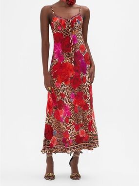 Camilla Red & Fuchsia Floral Leopard Slip Maxi Dress